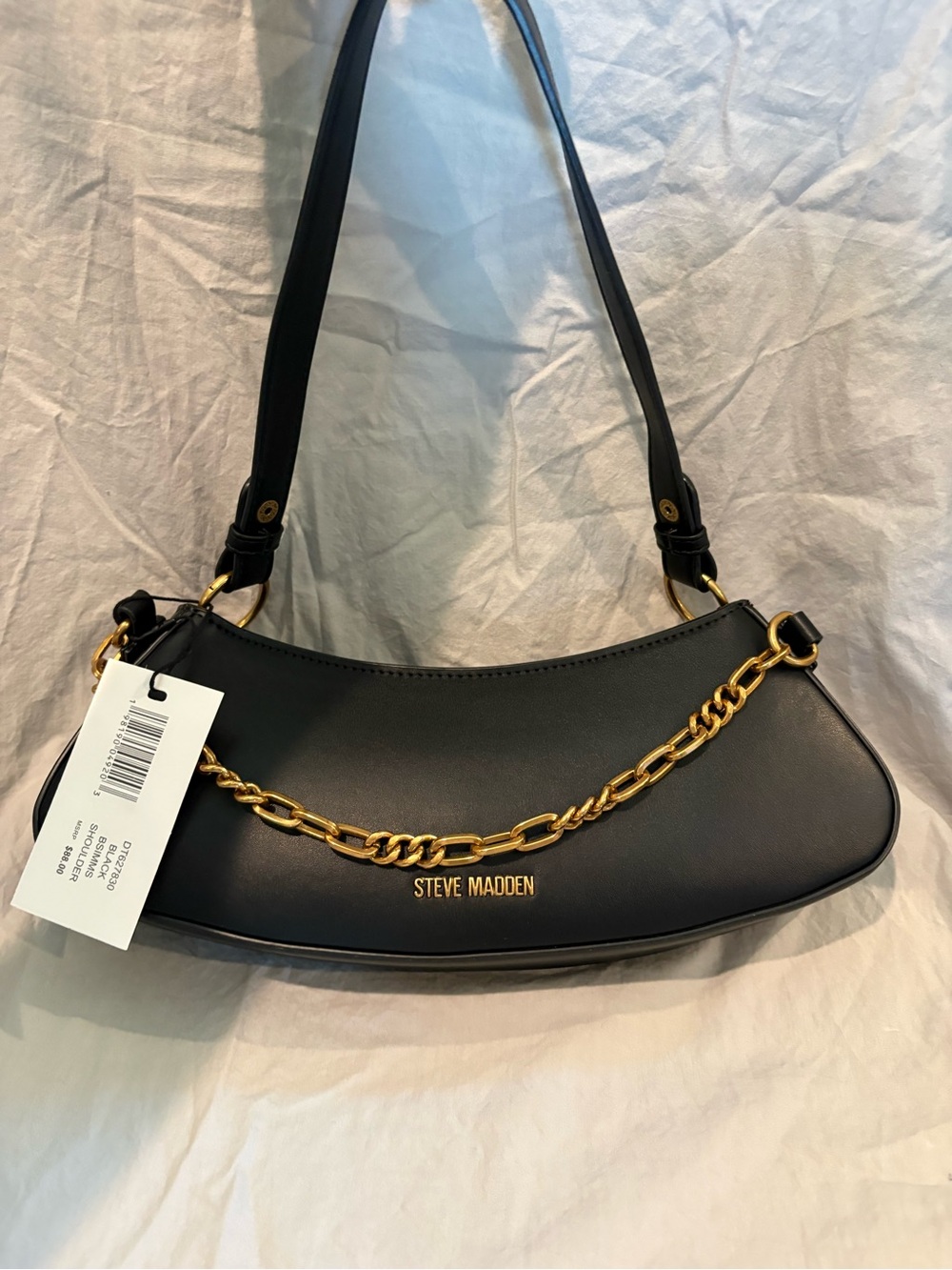 Steve Madden Black Shoulder Bag with Gold Hardware